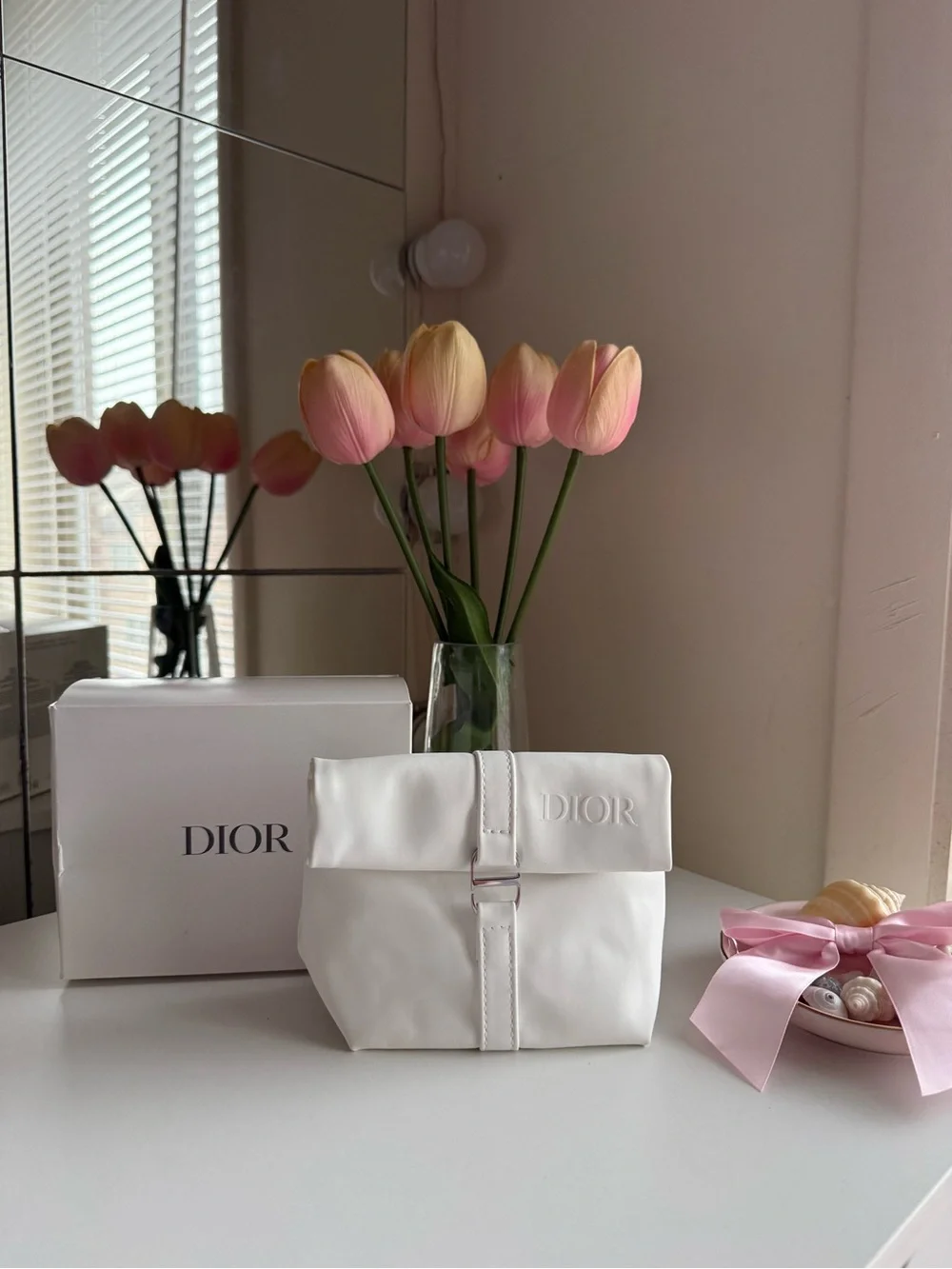 Dior White pouch bag